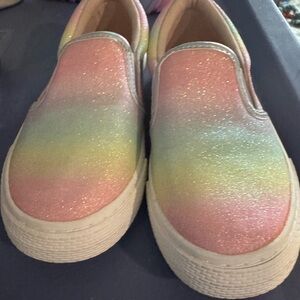 Glittery Rainbow Kids Slip-On Shoes